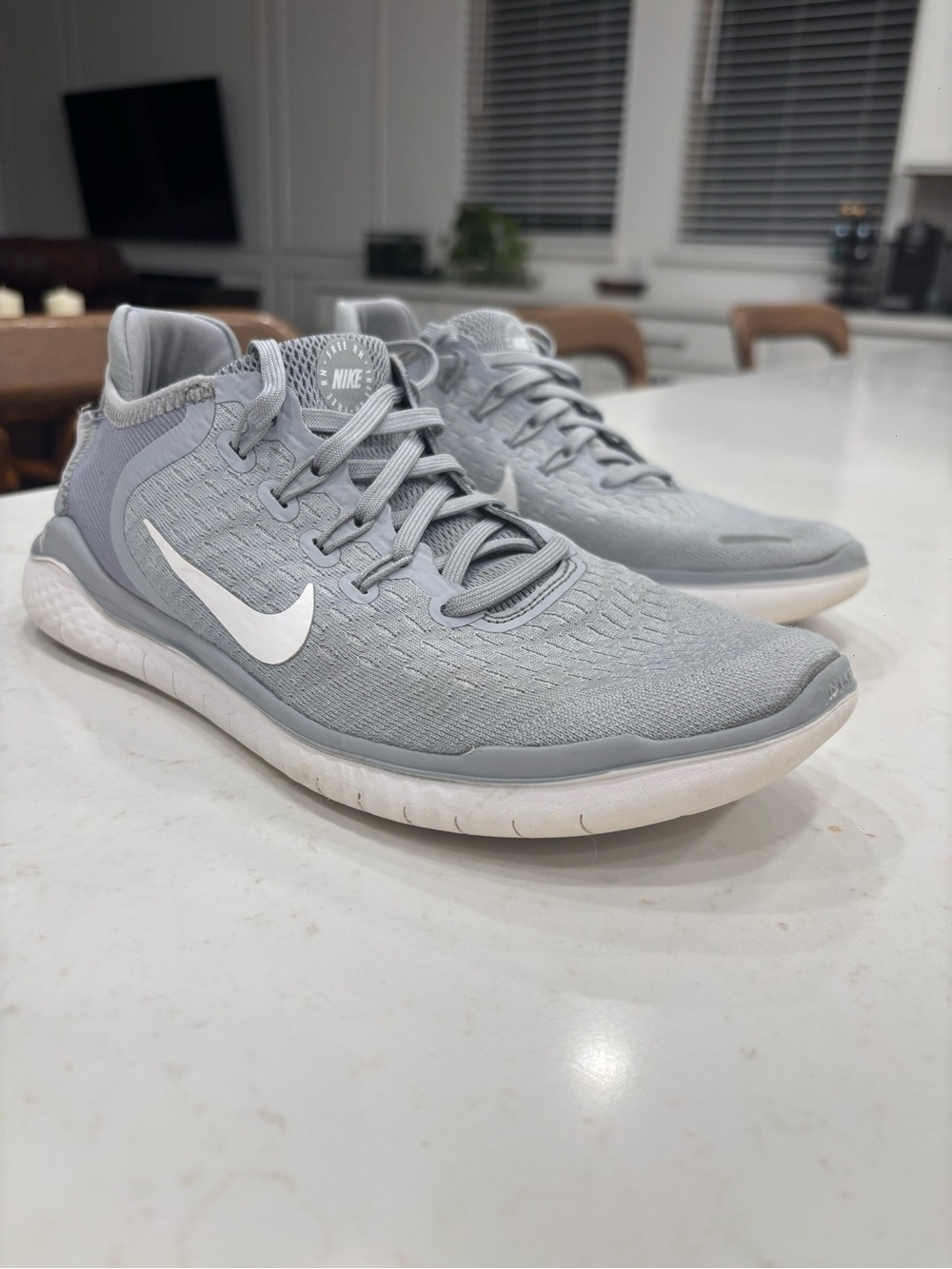 Nike Gray Frees / Free Run Low-Top Sneakers with White Swoosh size 8